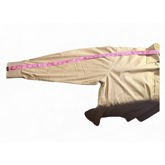 Vintage PRADA Made Italy Beige Stretch, Collar Lng Sleeve Dress Shirt 39"15-1/2" - Picture 14 of 16